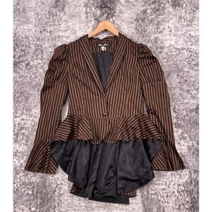 New Spin Doctor Jacket Large Womens Striped Steampunk Victorian High Low